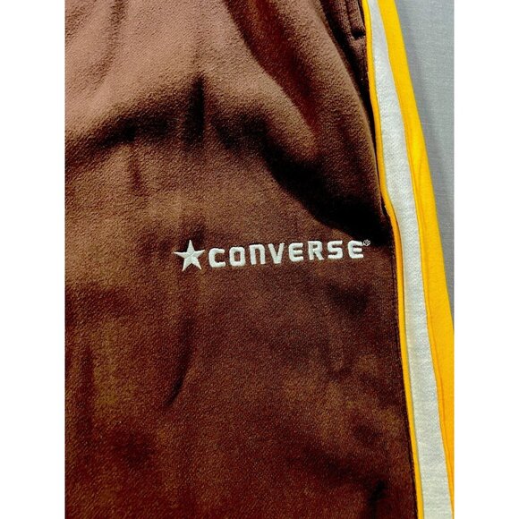 Converse Sweat Pants Men’s 3X Brown Striped Drawstring Logo Pocketed 42x34 - Picture 2 of 11
